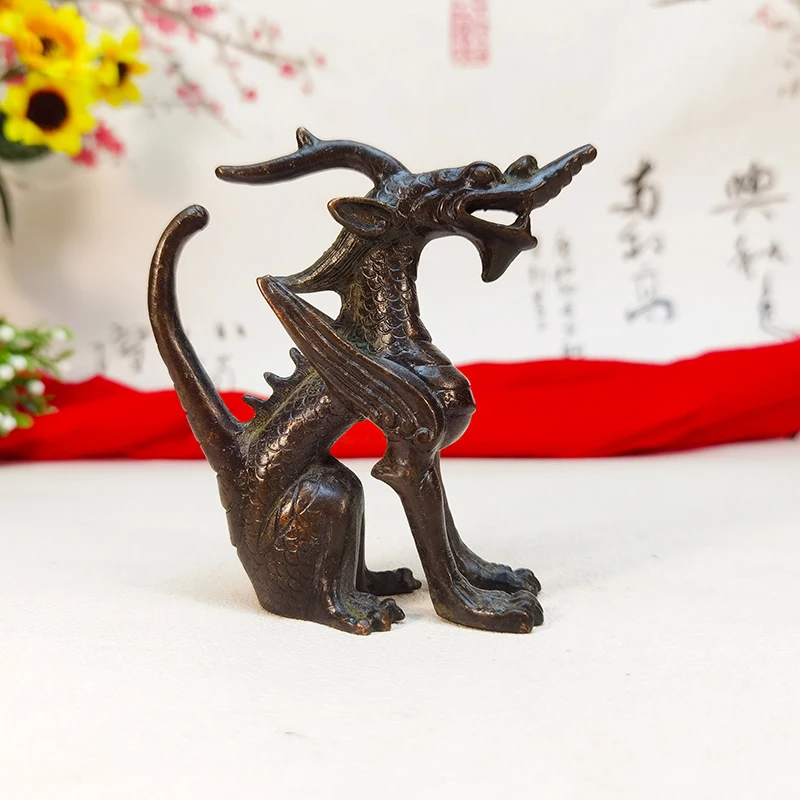 Bronze Unicorn Statue Miniature Chinese Ancient God Beast Flying Pixiu Home Decoration Feng Shui Ornament Animal Statue