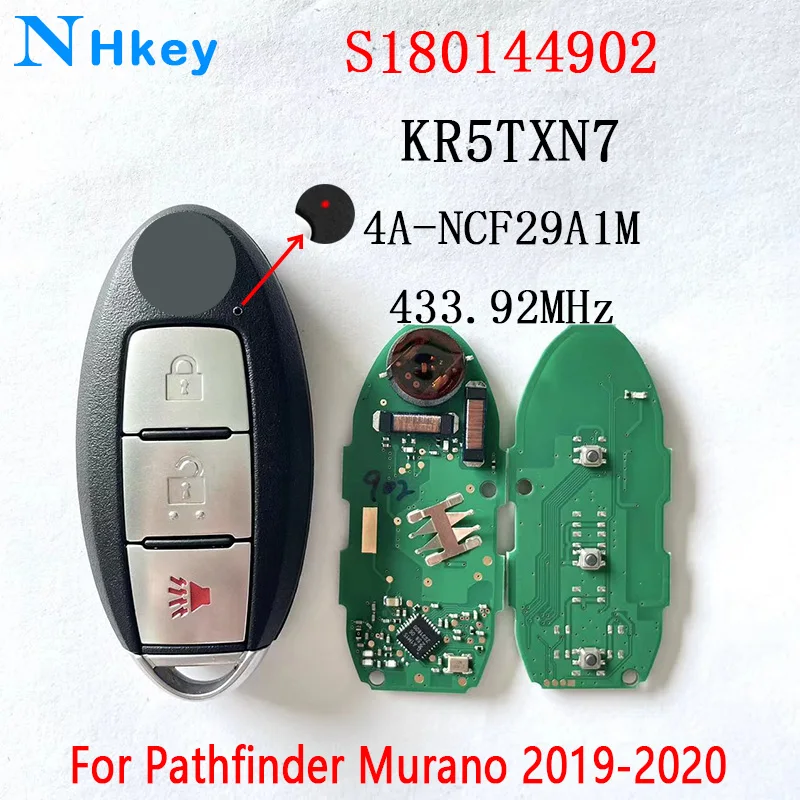 

NHkey 433.92MHz 4A Chip KR5TXN7 P/N: S180144902 Smart Remote Key Fob for Nissan Murano Pathfinder Frontier Titan XD 2019-20