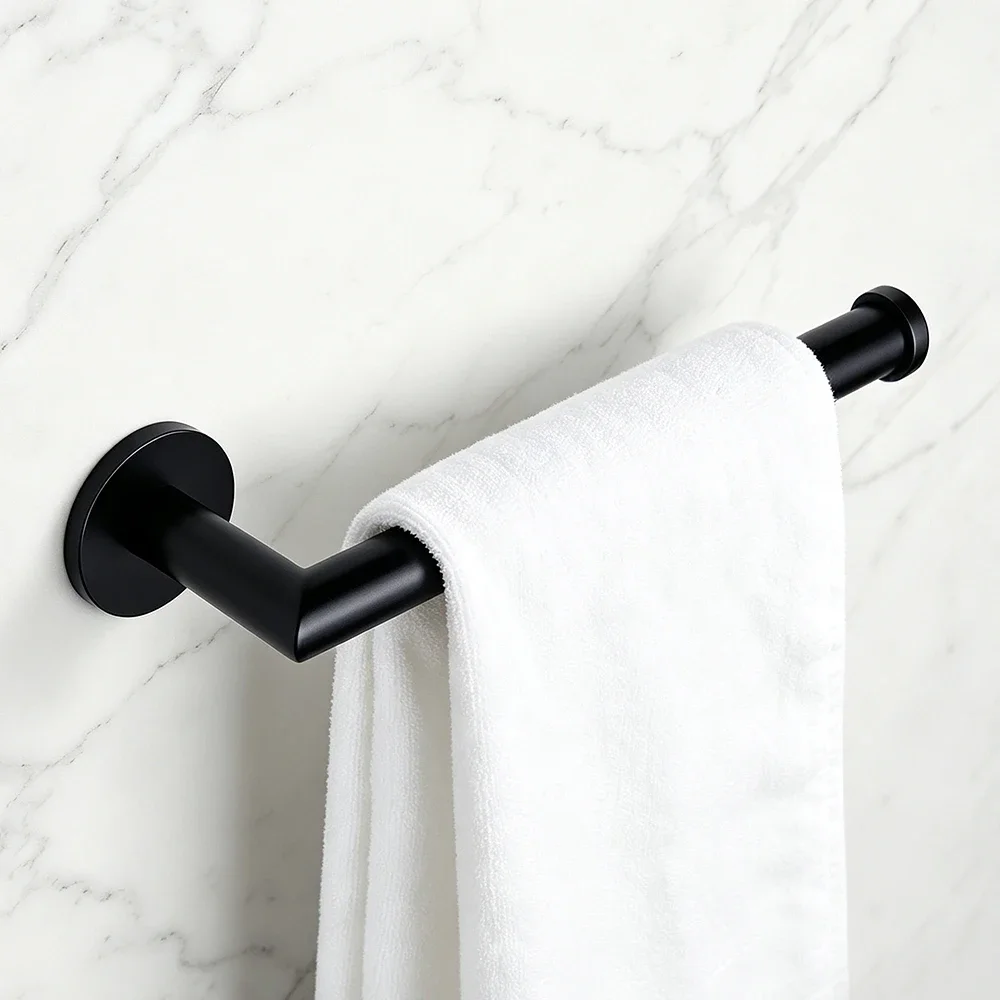 yesModern Black Towel Holder For Bathroom Wall Mounted Brass Rust-Proof Towel Rack Home Kitchen Hand Towel Bar