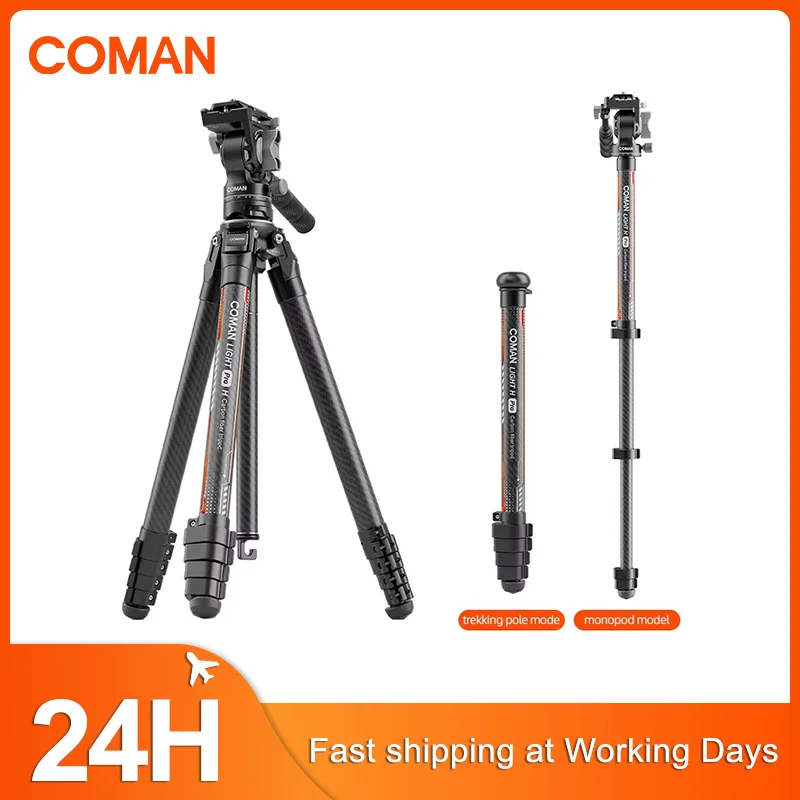 

COMAN Light H Pro Professional Camera Tripod Hydraulic Head Detachable Monopod Compatible For Sony Canon Nikon DSLR Cameras