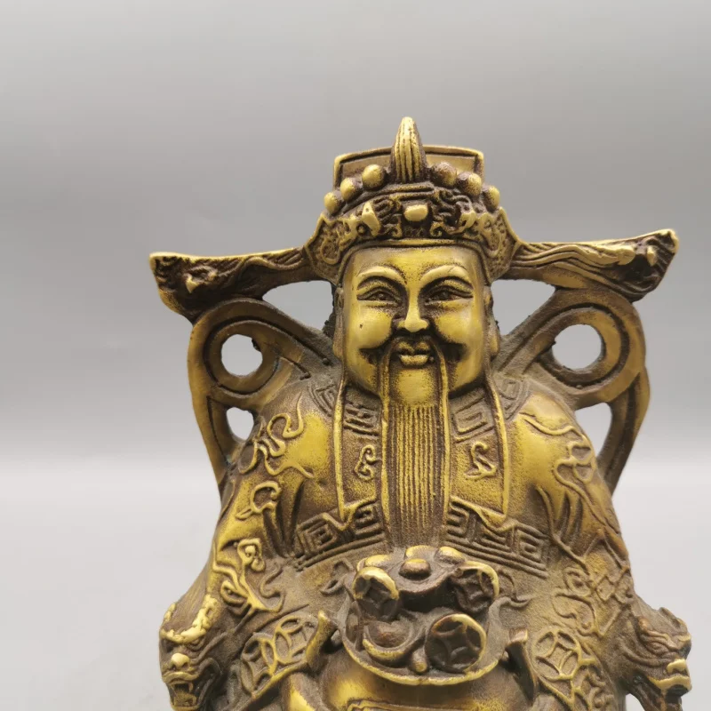 Copper God of Wealth Decoration Household Brass Recruitment Statue of God of Wealth than Dry Copper Statue Living Room and Shop