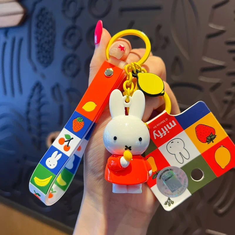 Kawaii أنيمي ميفي أرنب المفاتيح لطيف الكرتون زوجين سيارة حلقة رئيسية حقيبة أفخم قلادة الكرتون ملحق الزخرفية لفتاة هدية