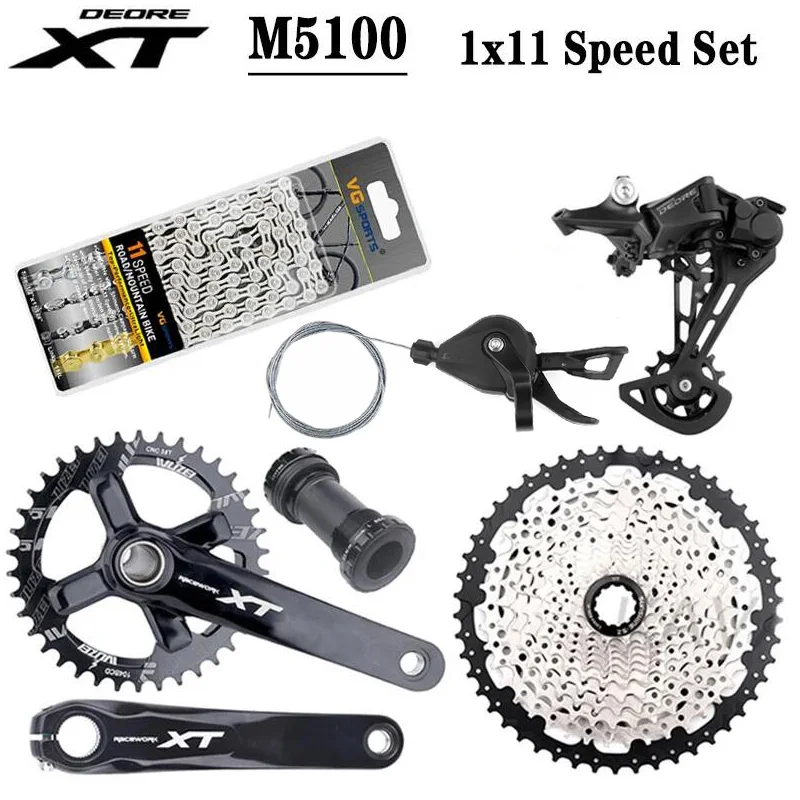 

Original Deore M5100 1x11 Speed MTB Derailleurs Shifter With Crankset VG 11S Chain Flywheel 46T 50T 52T Cassette 11V Groupset