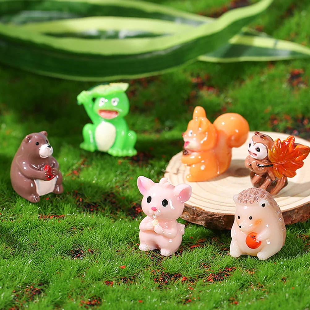 

12 Pcs Miniature Animal Figurines Realistic Resin Squirrel Garden Yard Balcony Desk Plant Cake Ornament Safe Lightweight