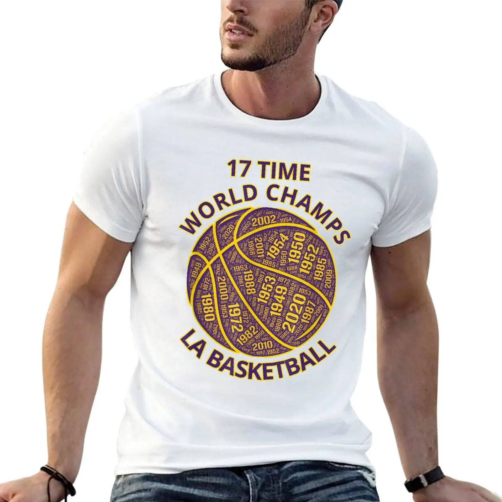 

Los Angeles Basketball 17 Time World Champs Word Cloud BBall T-Shirt cotton tshirt 100% cotton t shirts high quality T-Shirt