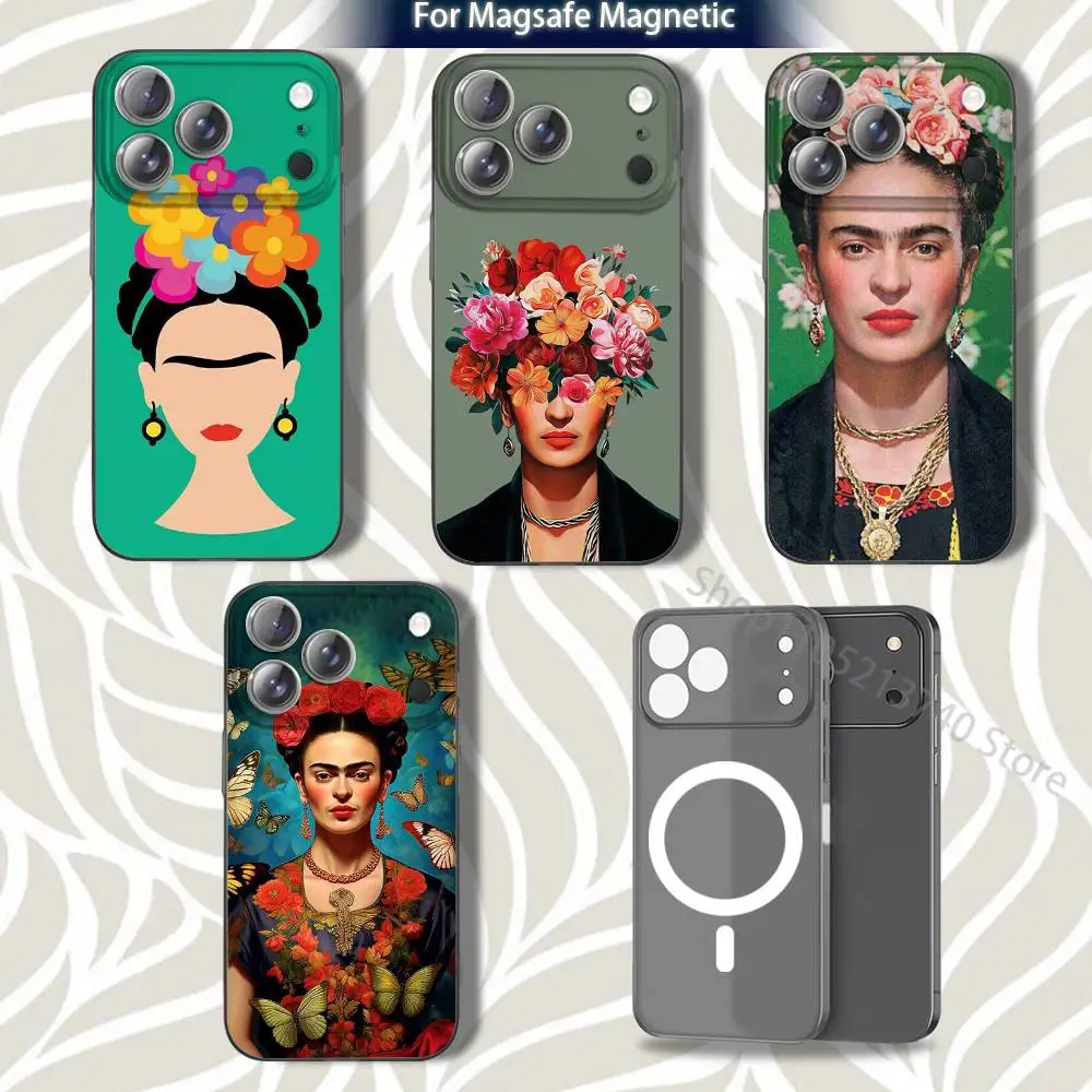 Art F-FridaS K-Kahlo-E Phone Case For iPhone 15,12,11,14,13,17,16,Plus,Air,Pro,Max,E,Mini for Magsafe Magnetic Frosted Grey