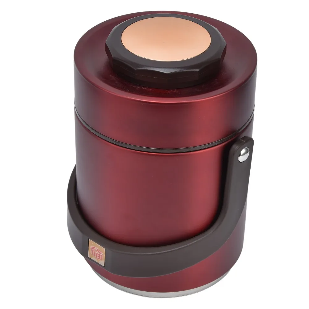Stackable 304 Stainless Steel Insulation Lunch Box 2-Tier 1.5L Stainless Steel Lunch Box Red/Gold Hot Food Thermos For Adults