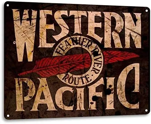 Metal Tin Sign For Western Railway Logo Train Railroad Retro Wall Art Decor -aluminum