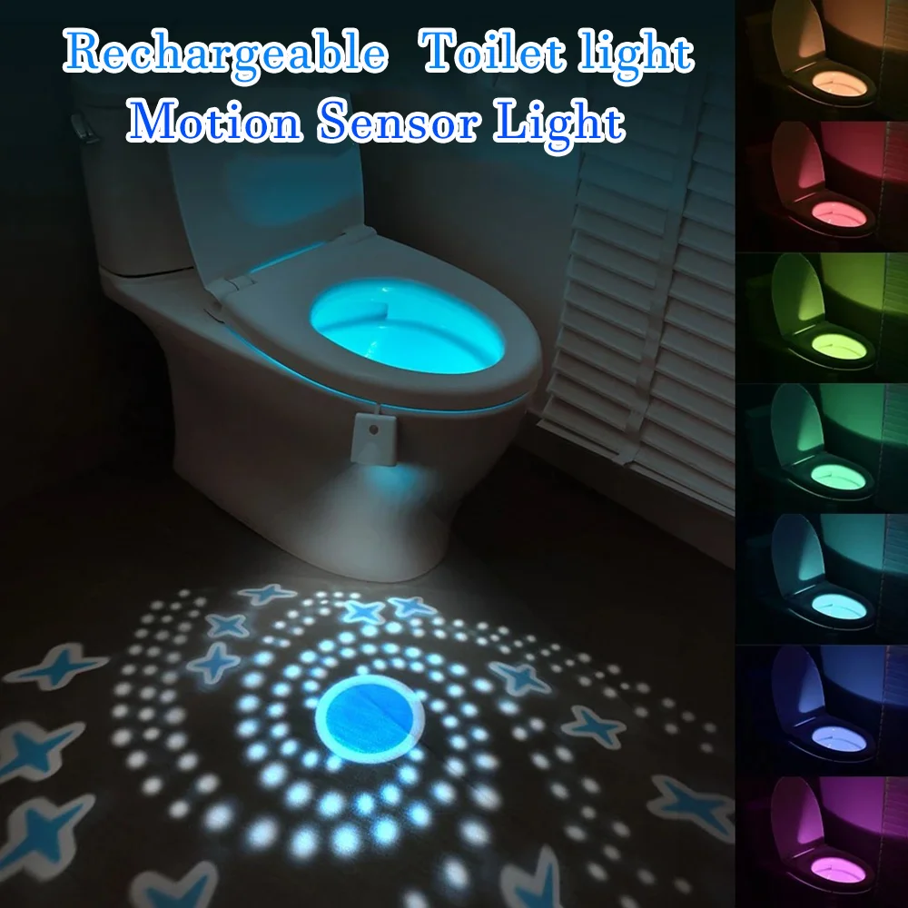 

C2 Toilet Night Light Motion Sensor Light Toilet LED Light 7 Color Rechargeable LED Night Lamp For Bathroom Washroom Decoration