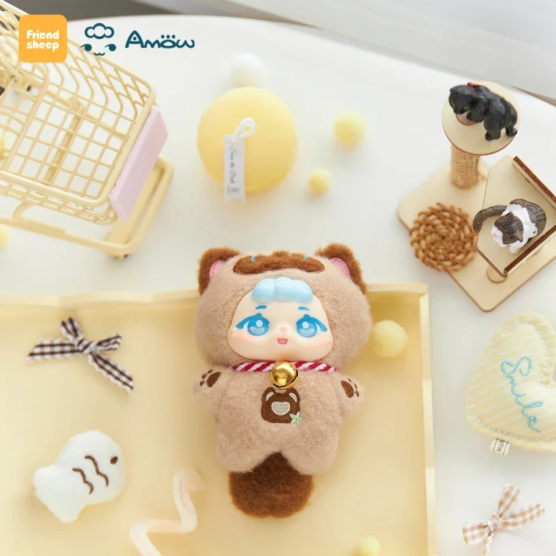 Friendsheep Amow Meow Velvet Ball Party Series Pluszowa Lalka Winyl Blind Box Motyw Kota Śliczna Lalka Zawieszka do Torby Śliczne Mystery Box Prezenty