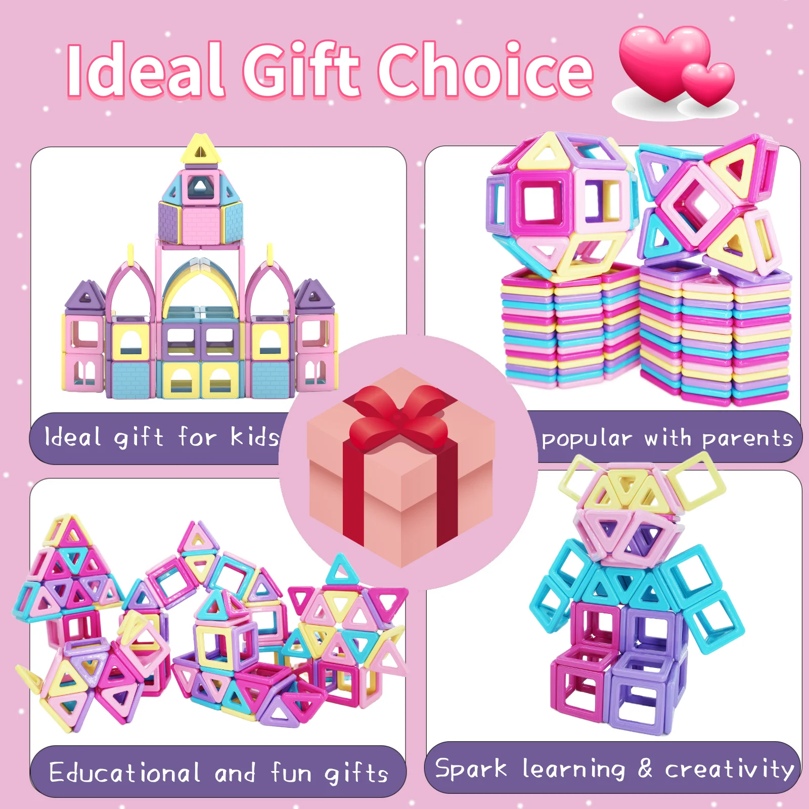 148 Magnetycznych Klocków Konstrukcyjnych SETM Zabawki Sensoryczne Odpowiednie na Prezenty Urodzinowe dla Chłopców i Dziewczynek