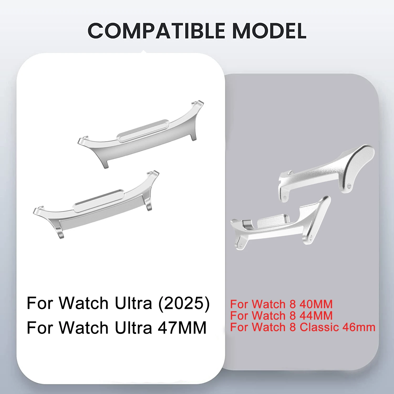 삼성 갤럭시 워치8 40 44mm 8클래식 46mm용 어댑터 1쌍 갤럭시 워치 울트라 2025/울트라 47mm 액세서리용 스트랩 부착물