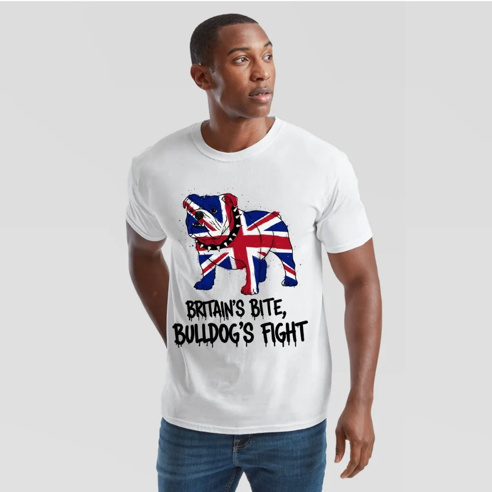 Union Jack Bulldog T-Shirt British Great Britain & UK Flag Tee for Adults T Shirt Cool Trending Street Fashion O-neck Tops