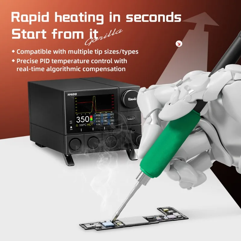 Qianli H400 Smart Soldering Station Rapid Heating PID Precise Temperature Control Compatible with C210C245 Tips for Phone Repair