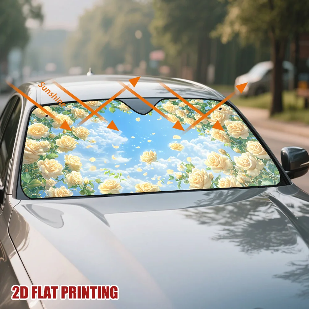 1pc Spring Floral Archway Car Sun Visor Suitable for Long-distance Drivers and Daily Commutes Provides Effective Sunshade
