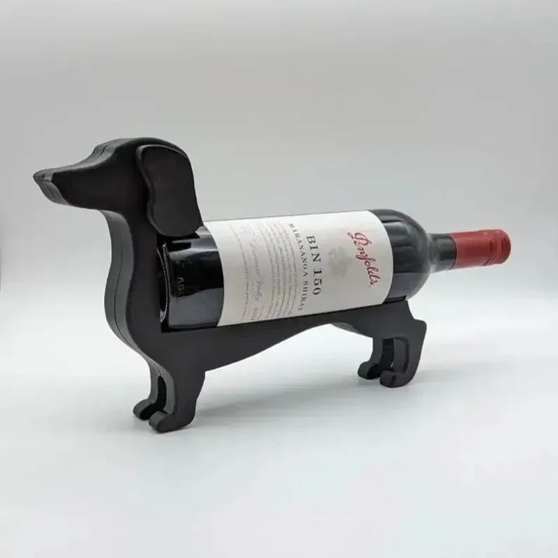 2025 Hot Creative Dachshund Wine Bottle Holder Kitchen Wine Storage Box Household Practical Decorative Sausage Dog Design