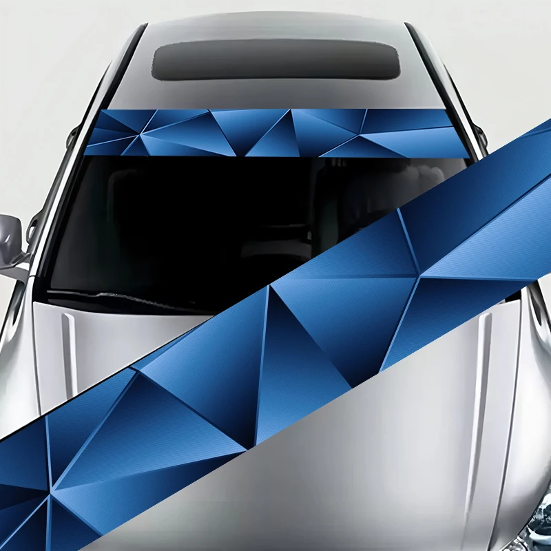 

A Blues Geometric 3D Technology Wind Trim Bar Unique sticker for your car's front windshield, designed to attract attention