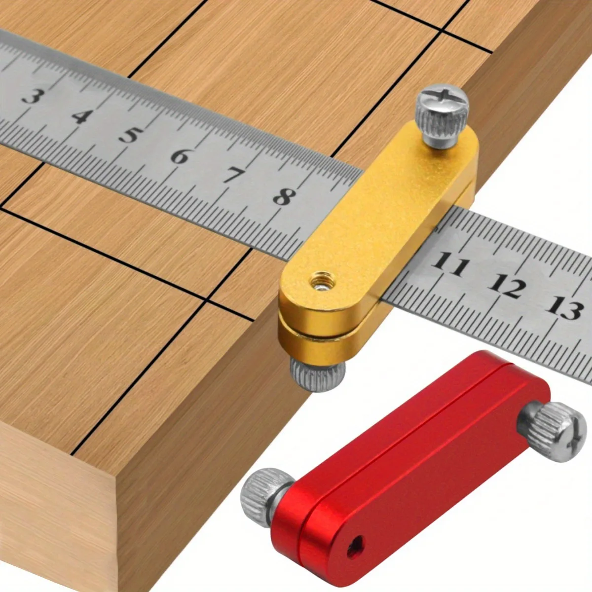 Steel Ruler Positioning Block Stop Carpentry Scriber Line Marking Gauge Woodworking Measuring Tools