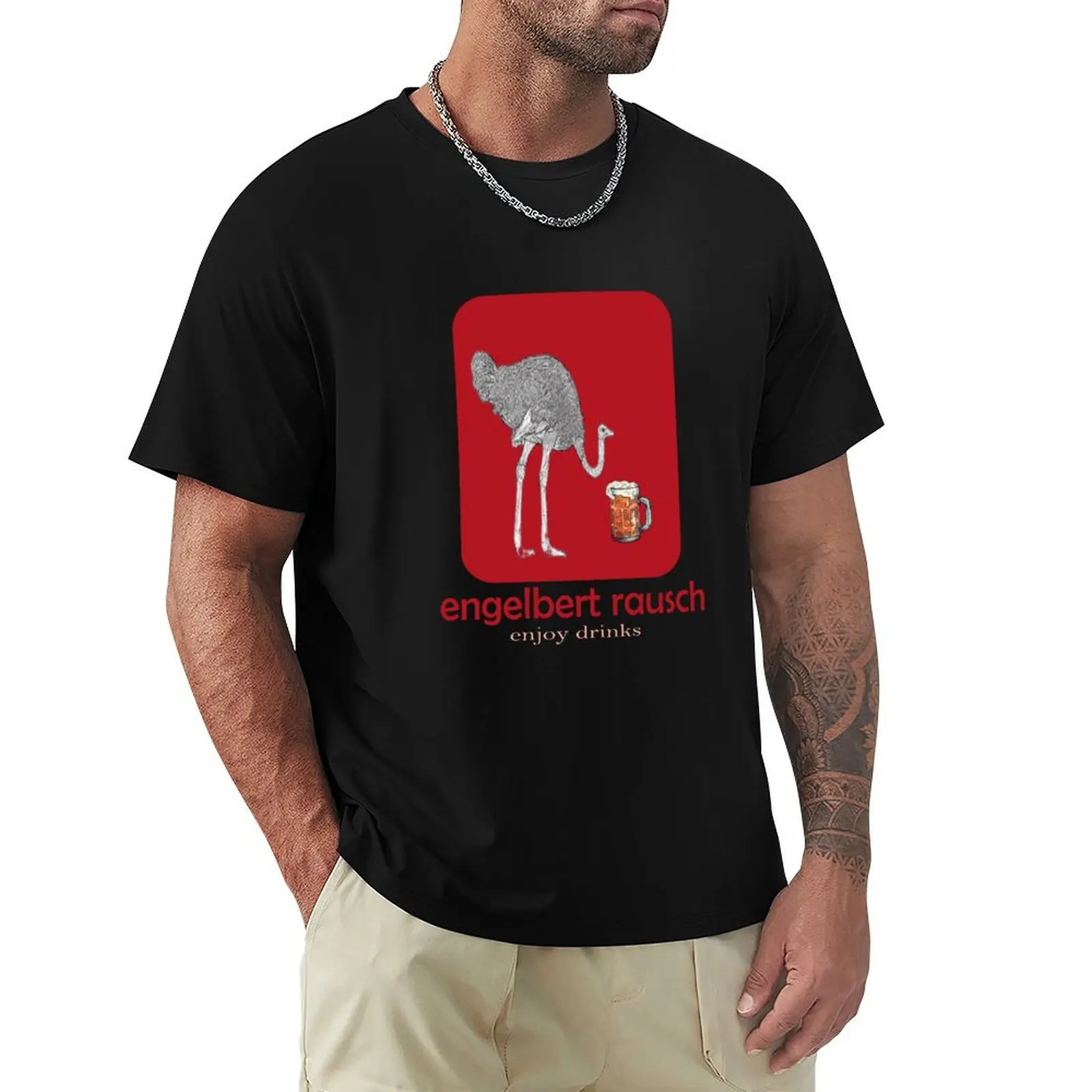 

engelbert rausch enjoy drinks T-Shirt Big and Tall Solid Color T-Shirt