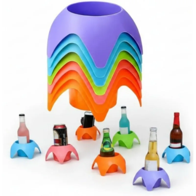Heavy-Duty Sand-Free Beach Cup Holder – Foldable Stackable Portable Drink Stand for Camping/Travel, Large Capacity Non-Slip