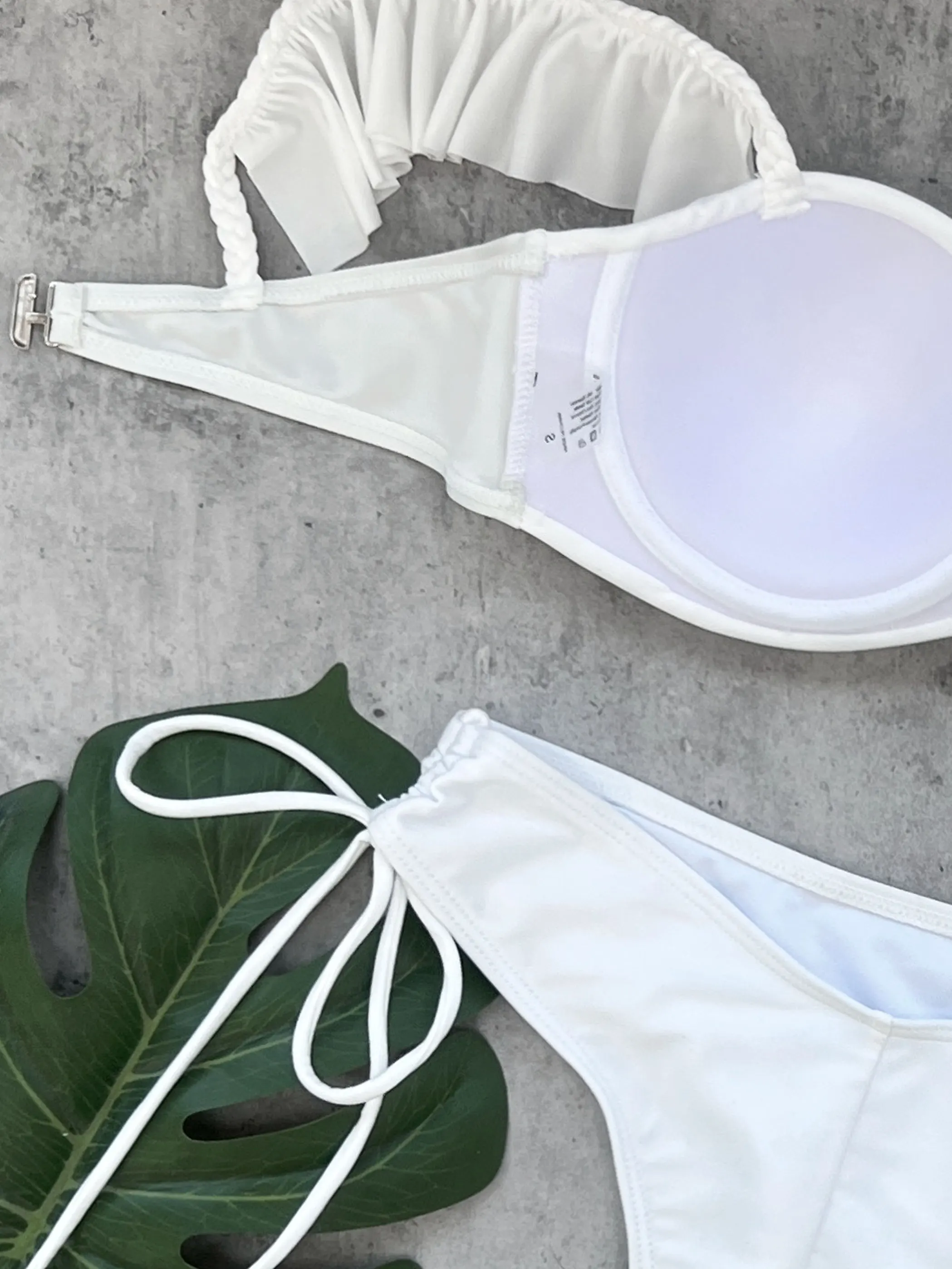 Ruffle Strappy Bikini Set for Women, Push Up Beachwear, High Waist Swimsuit, Ladies Sexy Bandage, Holiday Clothes, New, 2024