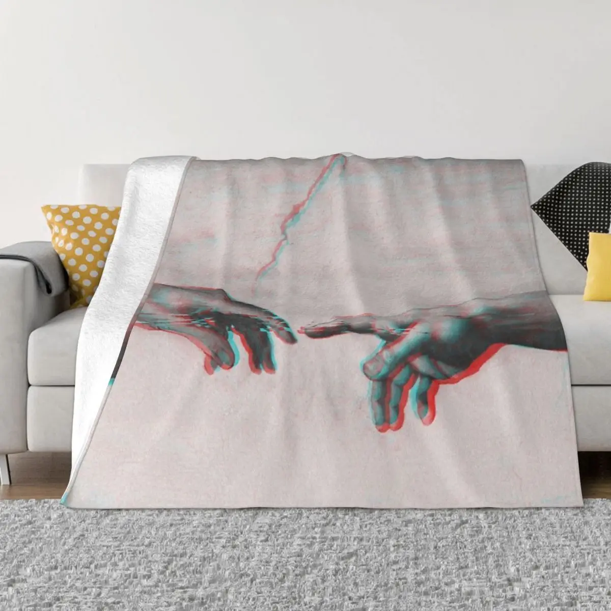 The Creation Of Adam In Glitch Plush Blankets Blankets & Throws Custom Blanket Personalized Throw Blanket