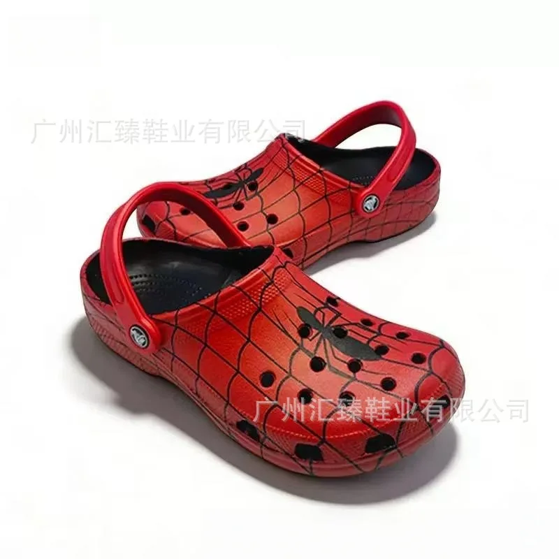 Superhero Spider-Man Cartoon Clogs Lightweight Eva Slip-On Sandals Anti-Slip Water Shoe with Decor Charms Beach Pool Casual Shoe