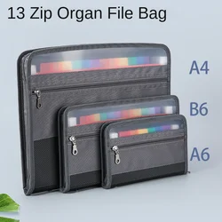 13 Layer Zip Organ  Expanding Wallet Bag Rainbow Color A4/B6/A6 of Large Capacity File Folder Document Case