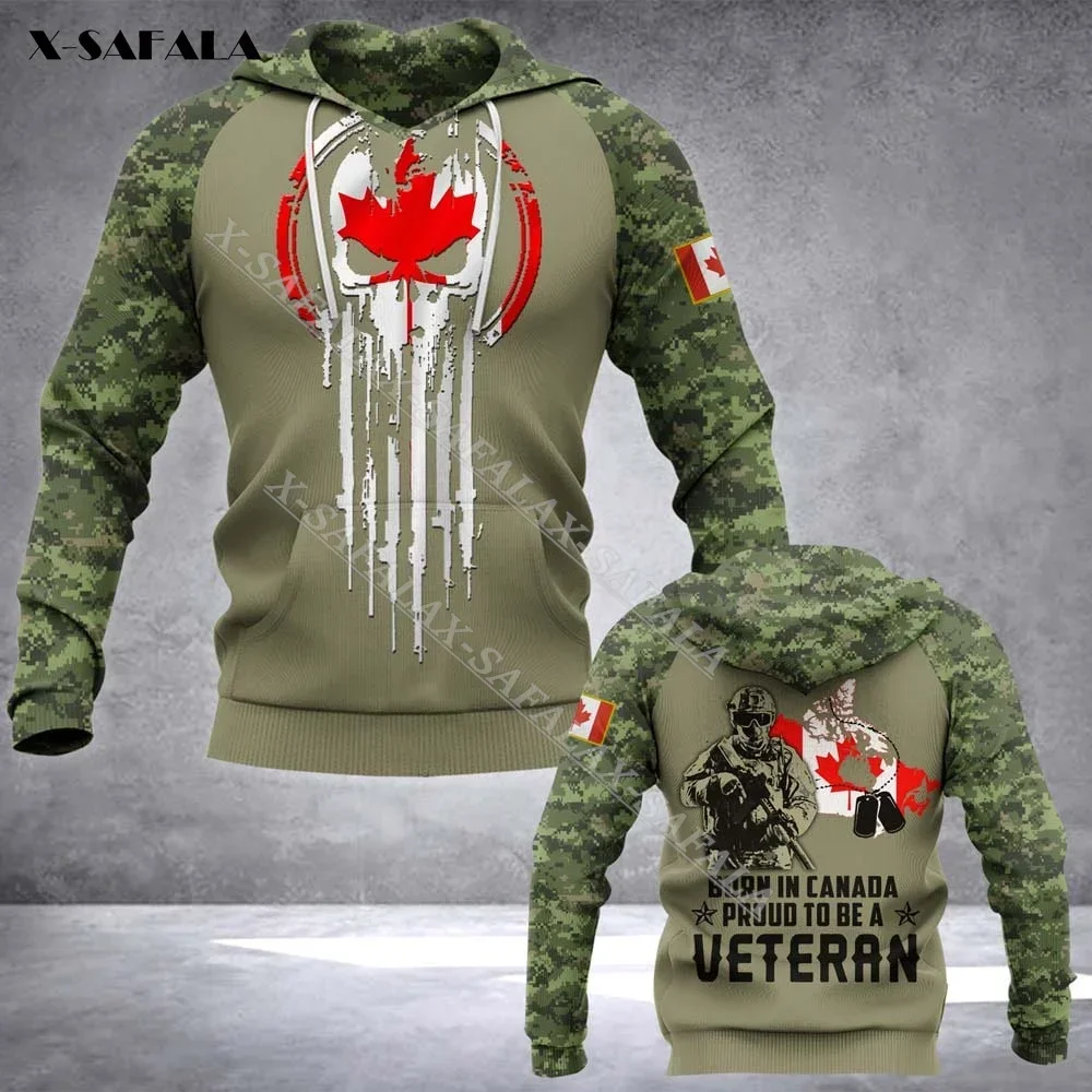 

Canada Veterans Army Country Flag 3D Print Zip Hoodie Men Pullover Tracksuit Outwear Casual Tops