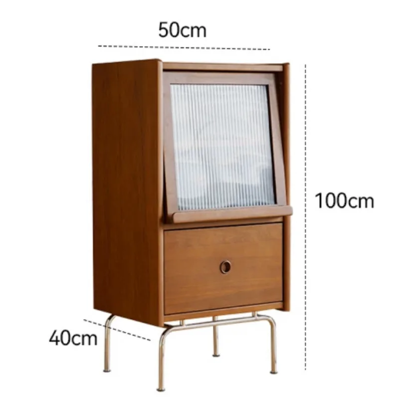 Nordic retro Japanese-style solid wood reinforced small side  vertical  living room entrance storage chest  log style furniture