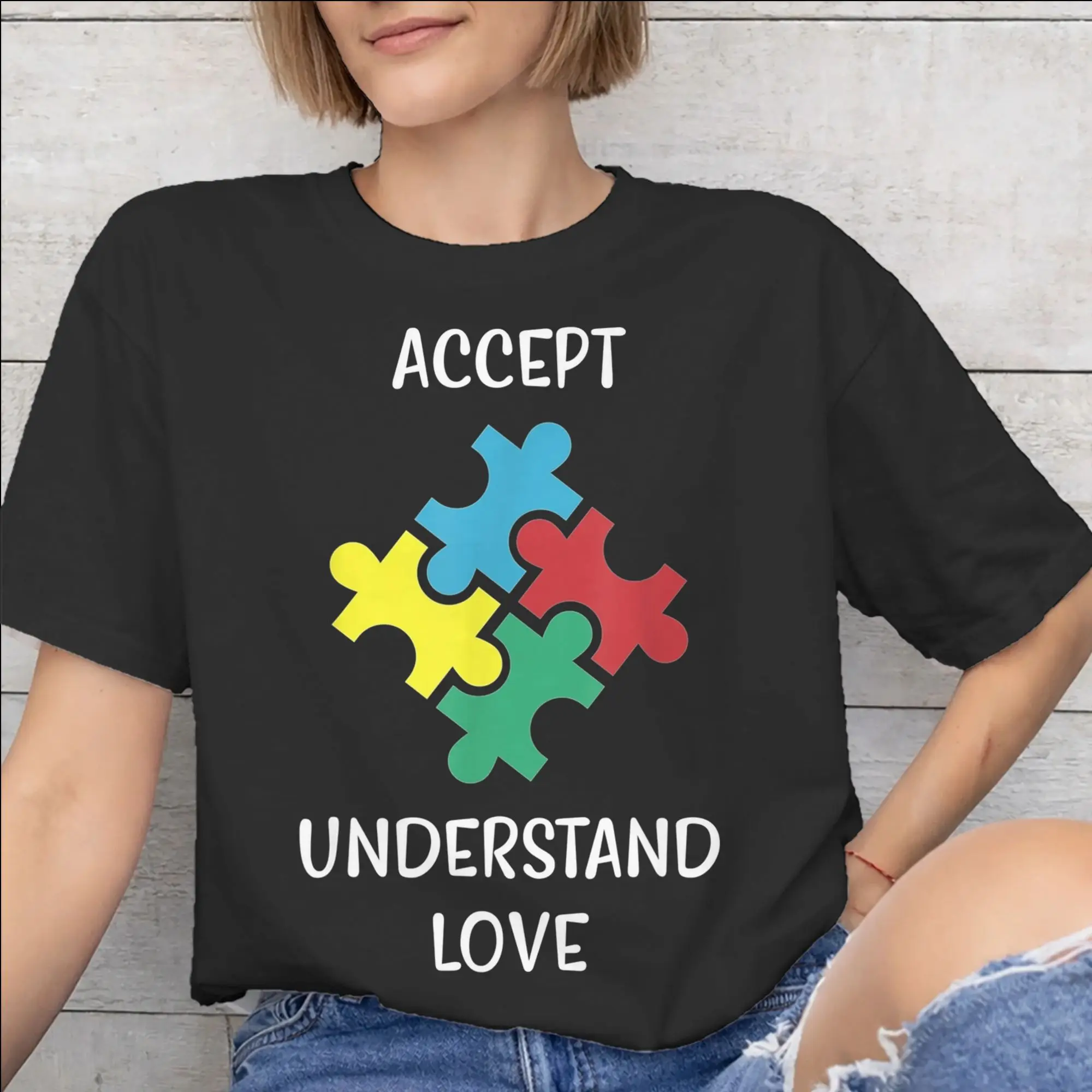 New Arrival Autism Awareness Respect Love Support  T Shirt for Men Women  100% Cotton Tee Shirt Short Sleeve Clothes
