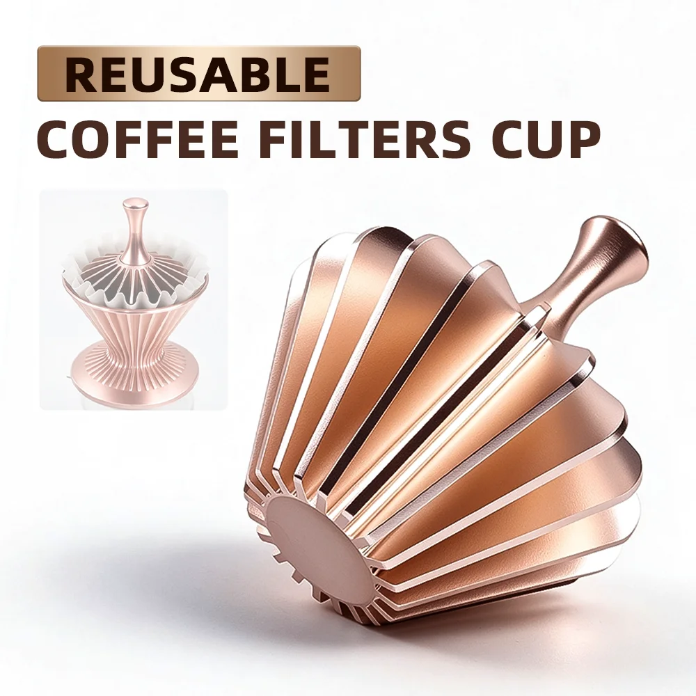 Aluminum Alloy Coffee Filter Tool Hand Coffee Strainer Filter Home Coffee Accessory Paper Holder for Coffee Grounds Filtration