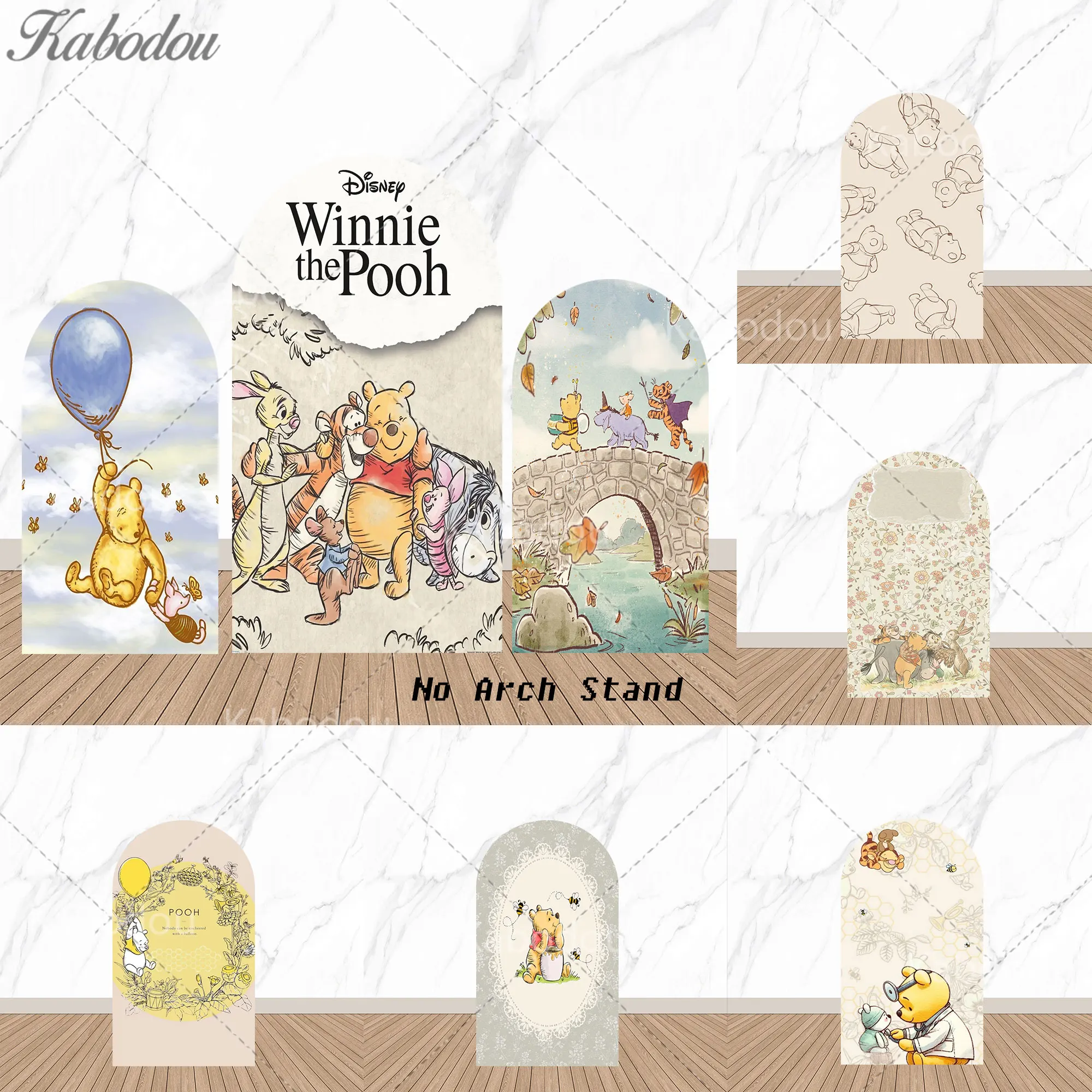 

Фон для фотосессии с Винни-Пухом и медвежонком, арка, для мальчиков и девочек, для новорожденных, на 1-й день рождения, для вечеринки в честь рождения ребенка, декор, реквизит для фотосъемки, фон с воздушными шарами