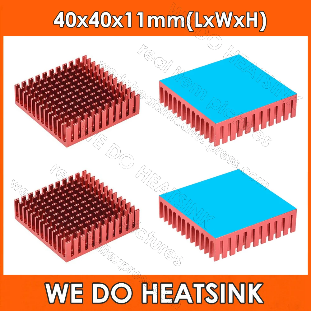 WE DO HEATSINK 40x40x11mm Black Anodize Aluminum Heat Sink Radiator With Thermal Pad