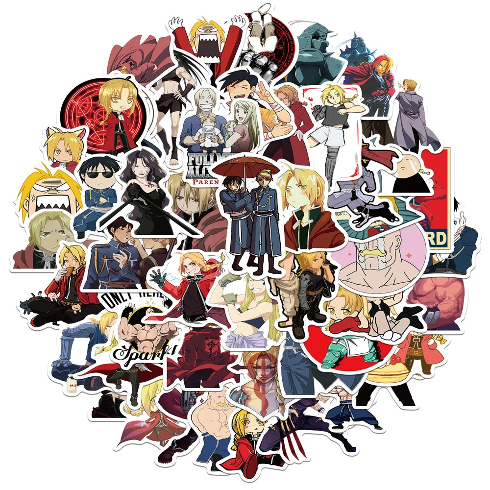 10/30/50PCS New Fullmetal Alchemist Sticker Pack Cartoon Creative Animation Kids Table Car Chair Decoration Waterproof Wholesale