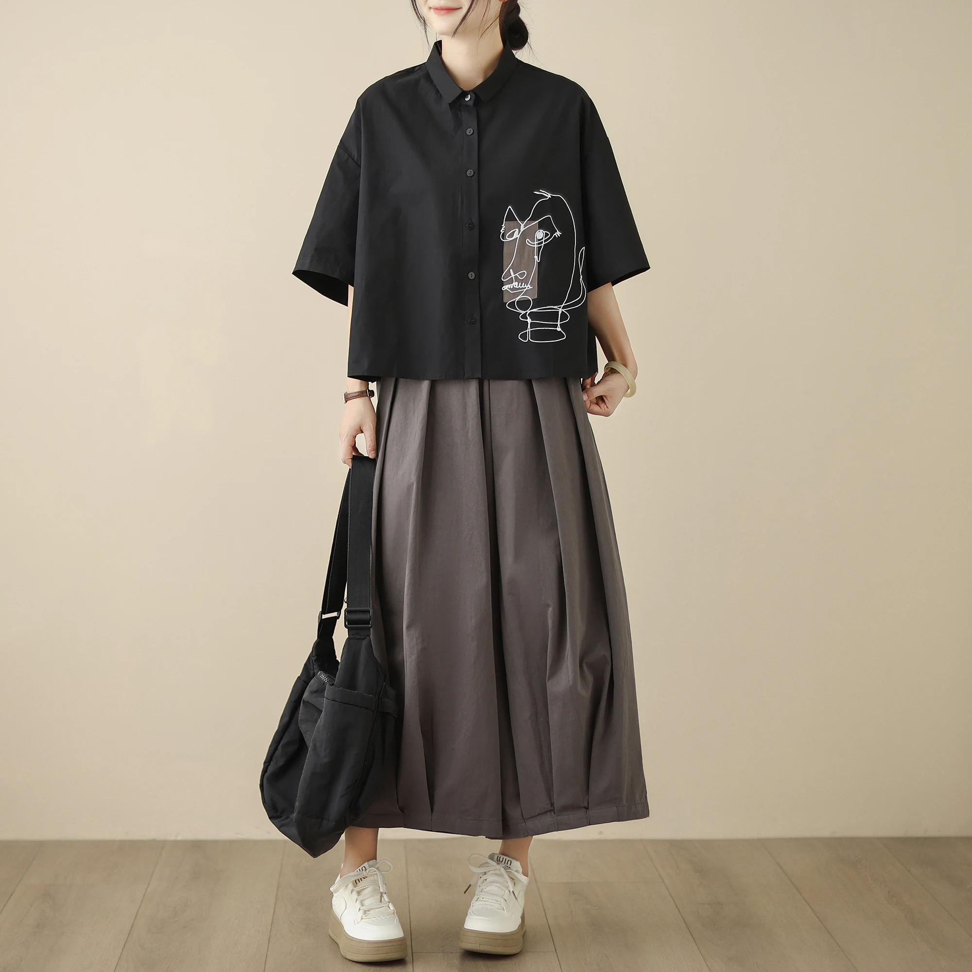 سترة نسائية فضفاضة غير رسمية مطرزة بتصميم كلاسيكي irt ort Sve صيفي جديد Sle متعدد الاستخدامات بنظام الغابات سترة رقيقة من القطن