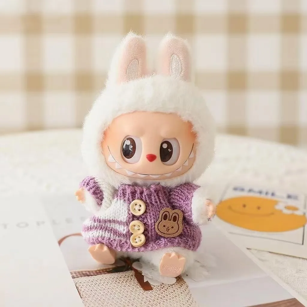 

Cute Sweater Set for Labubu Sitting Party Bear Label Scarf Hat Dolls for Labubu Accessories Outfit For 17 Cm Labubu Clothes