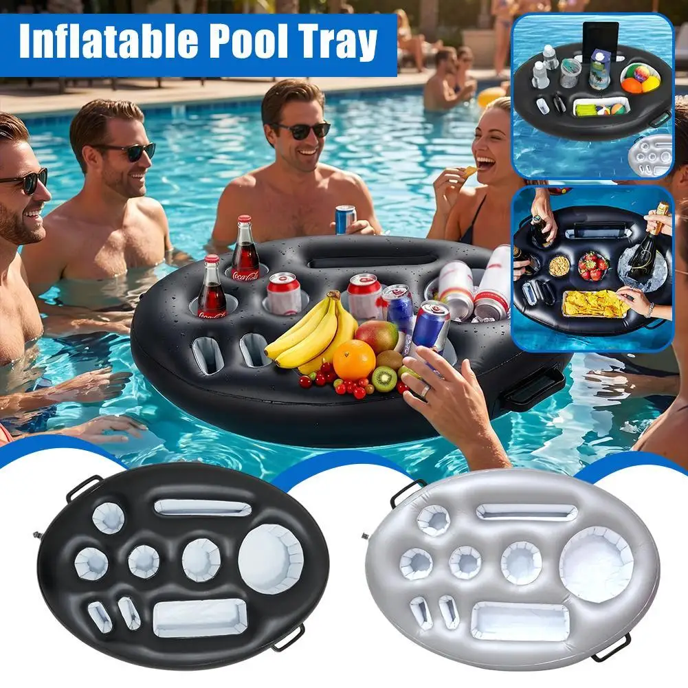 Outdoor Pool Party Tableware Floating Row Swimming Pool Porous Summer Swim Inflatable Tray Inflatable Water Floating Cup Holder