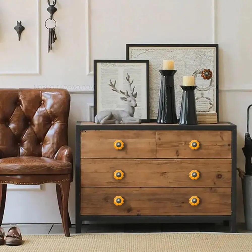 Manija de calabaza de cerámica de un solo orificio Simple, perilla redonda de estilo europeo para gabinete, tiradores de puerta Vintage, Hardware