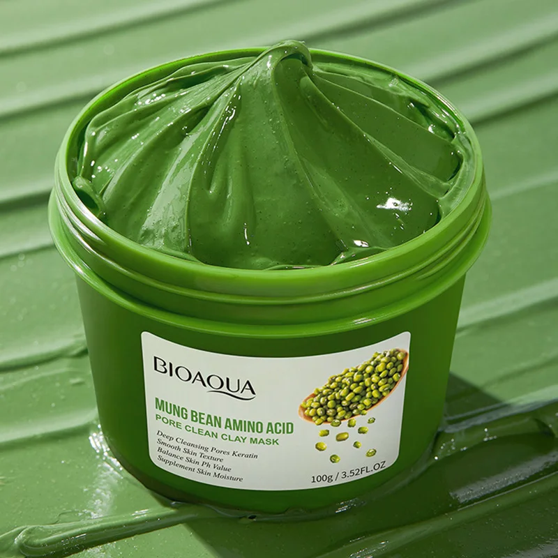 BIOAQUA Mung Bean Clay Mask maski błotne do twarzy pielęgnacja skóry rozjaśniający środek do usuwania zaskórników głębokie oczyszczanie nawilżająca