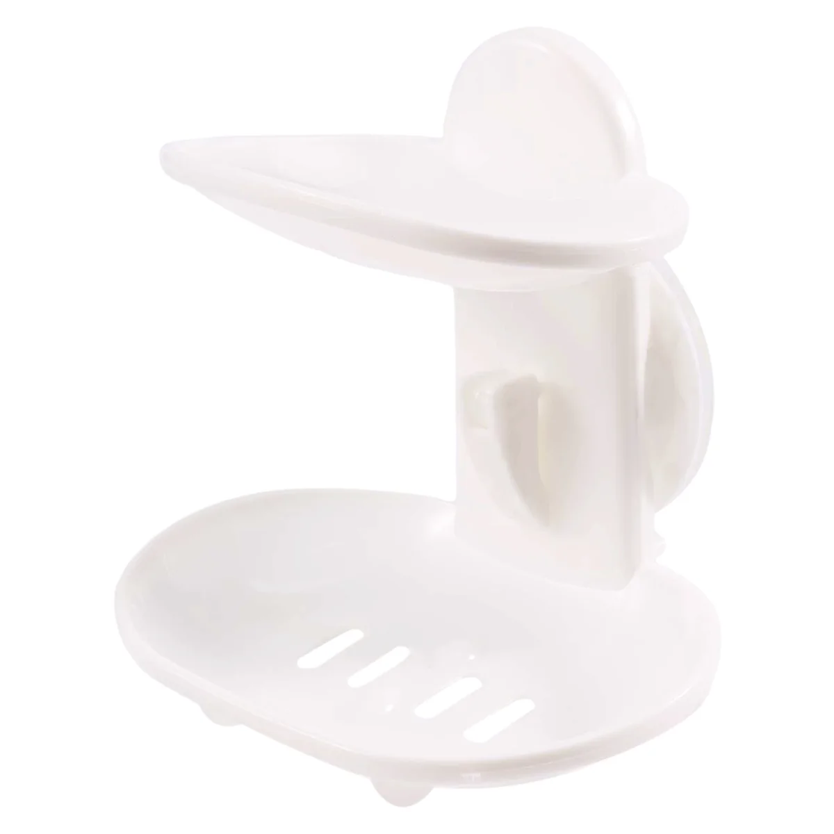 Jabonera doble, soporte para jabón de succión fuerte, bandeja para tazas para ducha, baño (blanco)