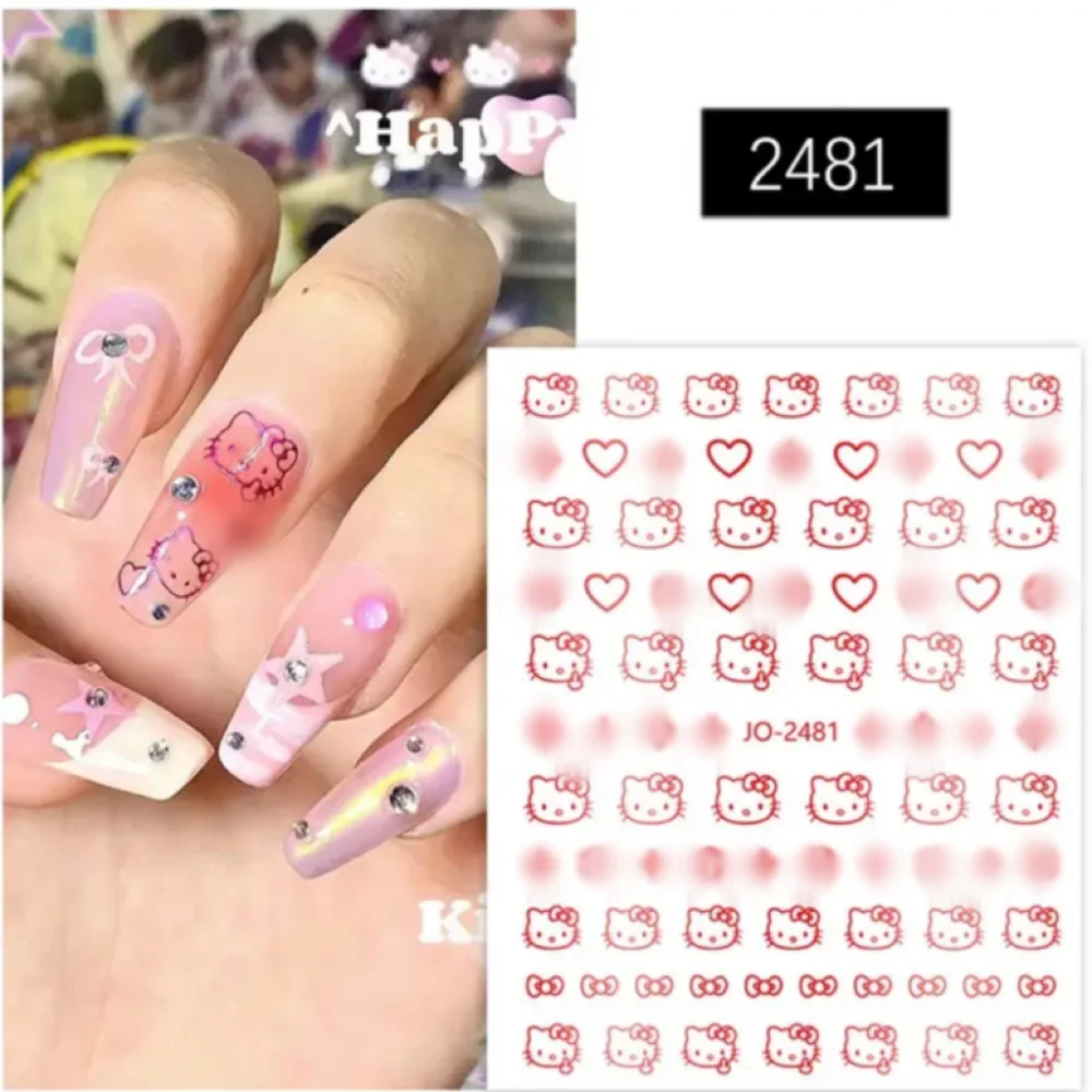 Cartoon Sanrio Nagelsticker Hellokitty Anime Stickers Nail Art Decoratie Diy Press Op Nagels