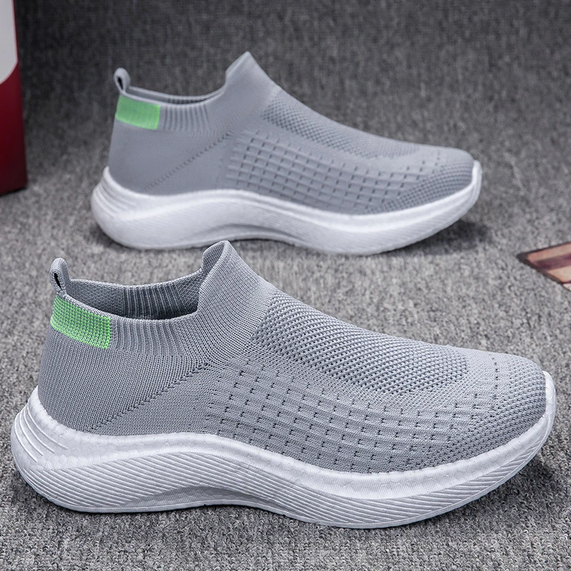 Men's Shoes Summer Mesh Sports And Casual Running Flying Mesh Shoes Men's Work Black Light Socks Trendy Shoes Comfortable