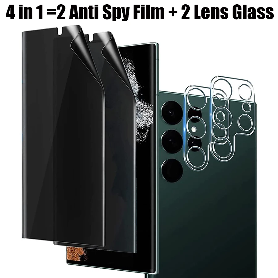 Matte Privacy Hydrogel Film For Samsung Galaxy S22 Ultra S21 Plus Full Cover Screen Protector for Galaxy S21 S22 Plus Lens Glass