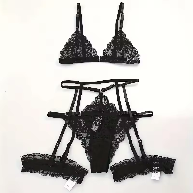 Toucheart 3 Piece Set Sleepwear Suit Sexy Lingerie Women Thin Transparent Lace Bra Set See Through Female Erotic Underwear New - Image 5