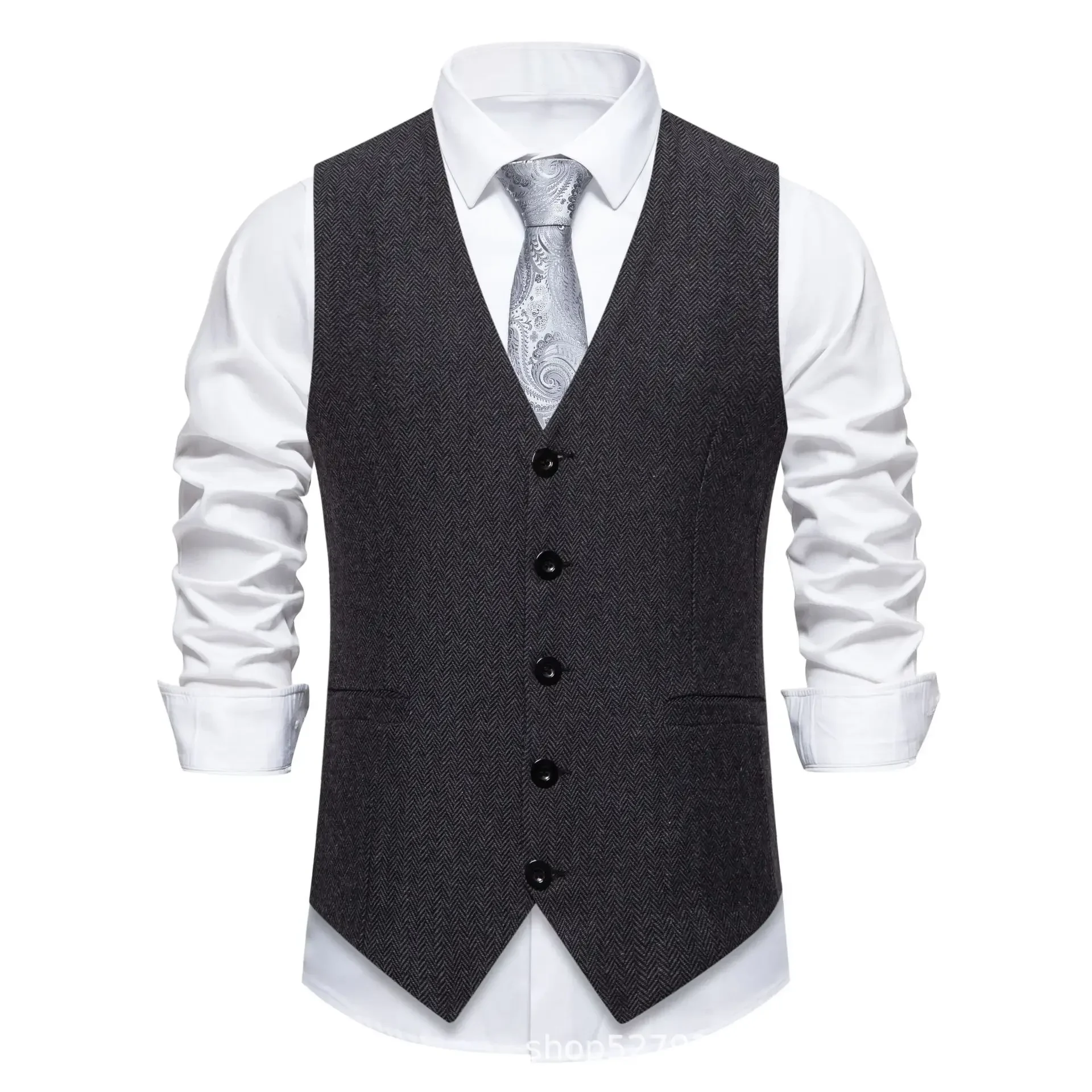 Blue Men Plaid Vest, Sleeveless Single Breasted V-Neck Suit Vests, Wedding/Party/Business/Office Waistcoat, Europe Size S-XXL