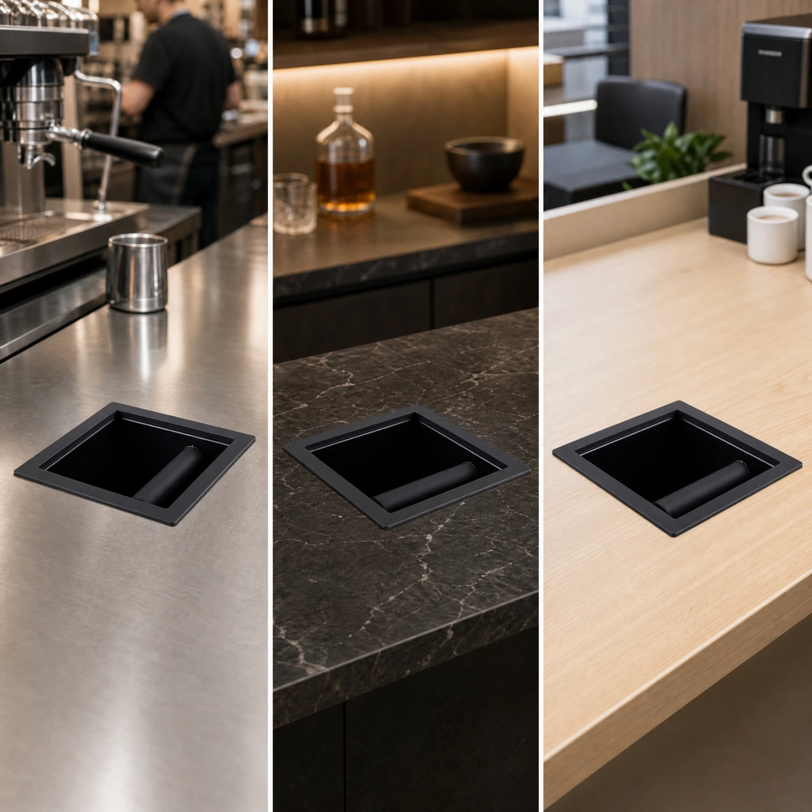 Coffee Grounds Knock Box Slim Built-in Countertop Knock Box Coffee Grounds Container Compact Mess-Complimentary