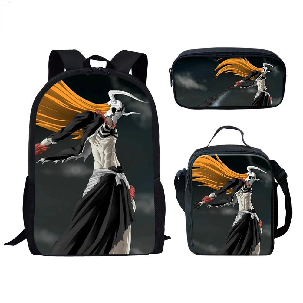 Harajuku Youthful Japanese Anime Bleach 3D Print 3pcs/Set Student Travel bags Laptop Daypack Backpack Lunch Bag Pencil Case