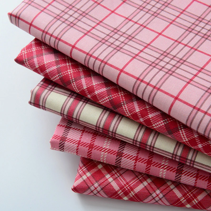 Red Plaid Fabric British Style JK Cotton Woven for Sewing Clothes Skirt DIY by Half Meter