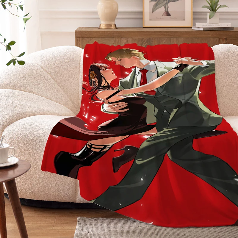 Anime Fleece Blanket Sofa S-Spy×Family Winter Warm Knee Bed Camping Nap Fluffy Soft Blanket King Size Blanket Microfiber Bedding